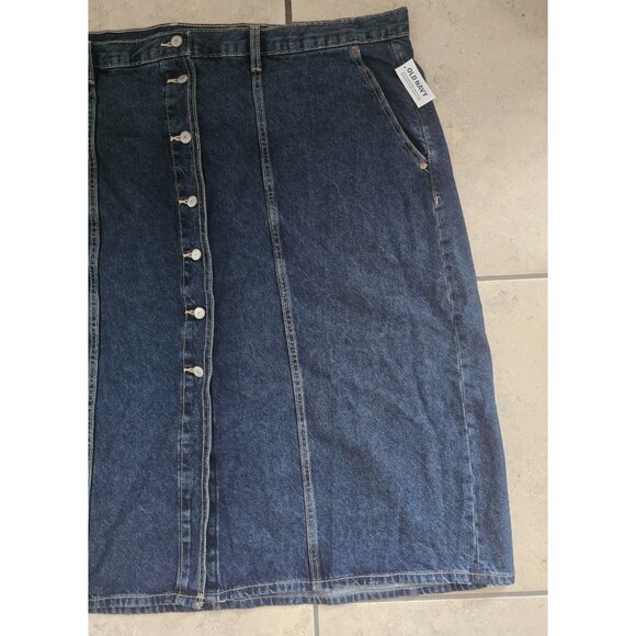 Old Navy Button Front A-line Cotton High Rise Denim Jean Skirt Plus Size 28 4X - Picture 3 of 12